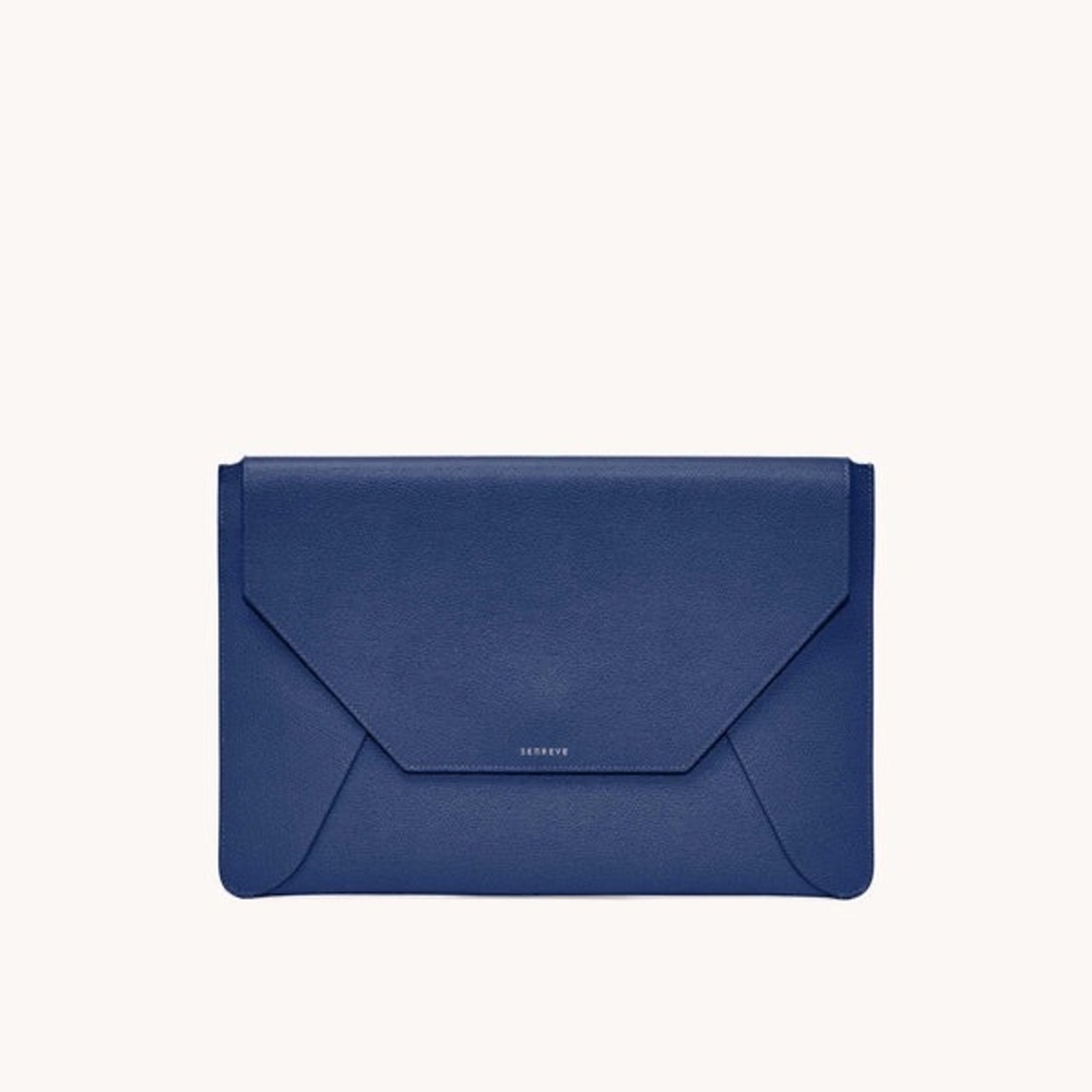 Senreve Blue Leather Clutch or Laptop Sleeve - Picture 2 of 6